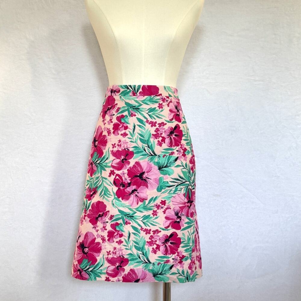 J.‎ Crew Floral Skirt Pink A Line Preppy Classic Old Money Size 8